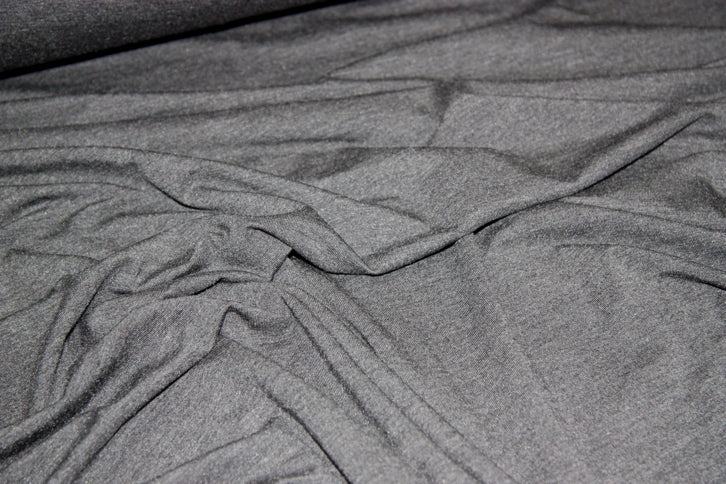 Buy Ribbed Cotton Jersey Fabric - Charcoal Grey Marl - 140cm