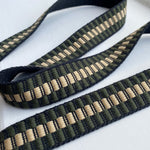 Woven Track Webbing 32mm - Green/Natural