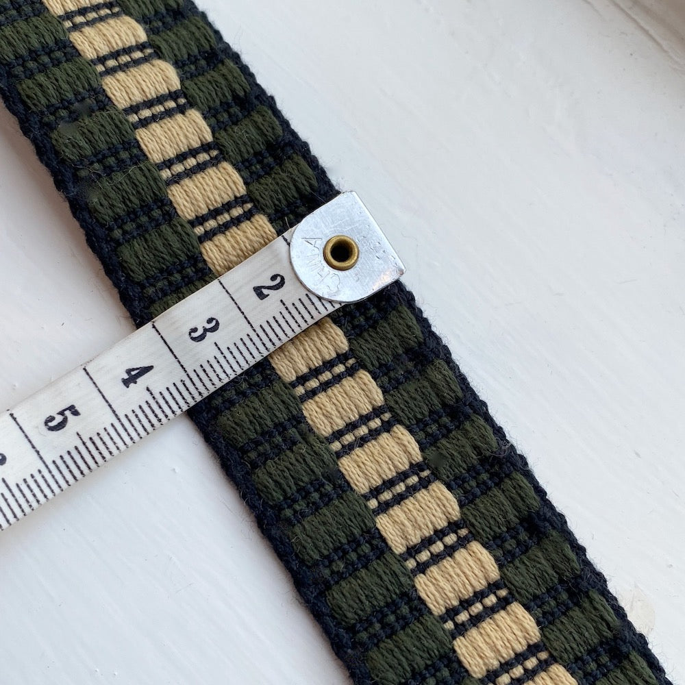 Woven Track Webbing 32mm - Green/Natural